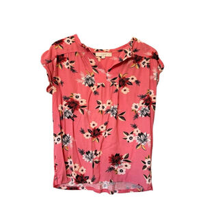 Women's LOFT Pink Floral Short Sleeve Tee Size S